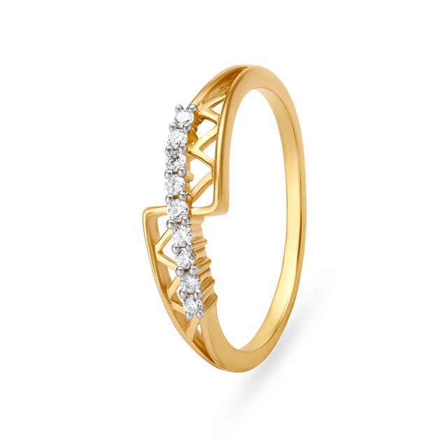 Tantalizing 18 Karat Yellow Gold And Diamond Zigzag Ring 