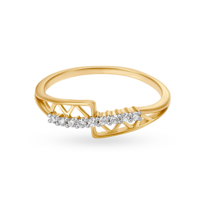 Tantalizing 18 Karat Yellow Gold And Diamond Zigzag Ring 2