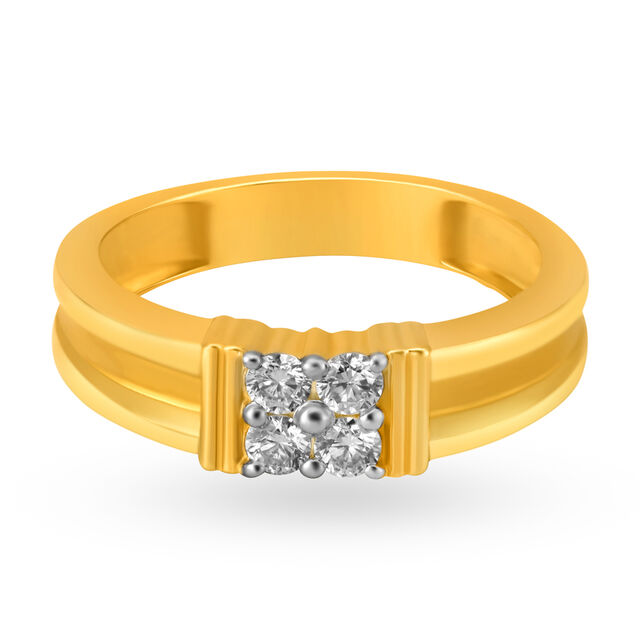 Glimmering 18 Karat Yellow Gold And Diamond Floral Ring 2