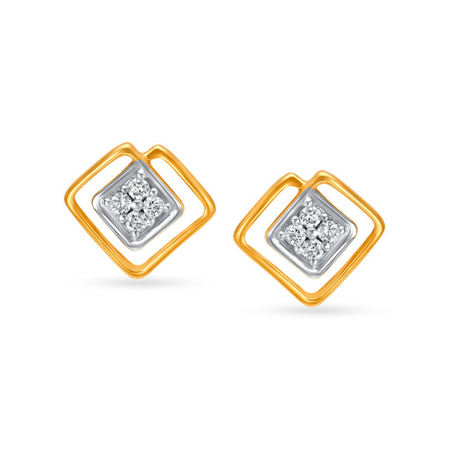 Modern Cluster Diamond Stud Earrings 