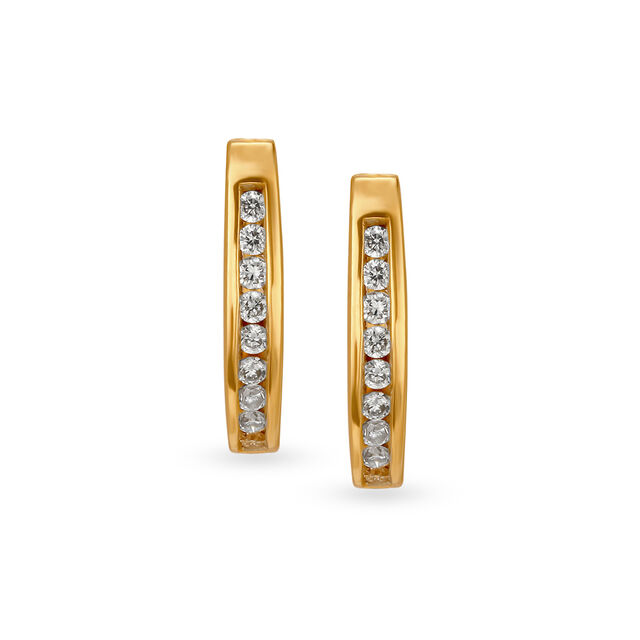 Opulent Sleek Diamond Hoop Bali Earrings 