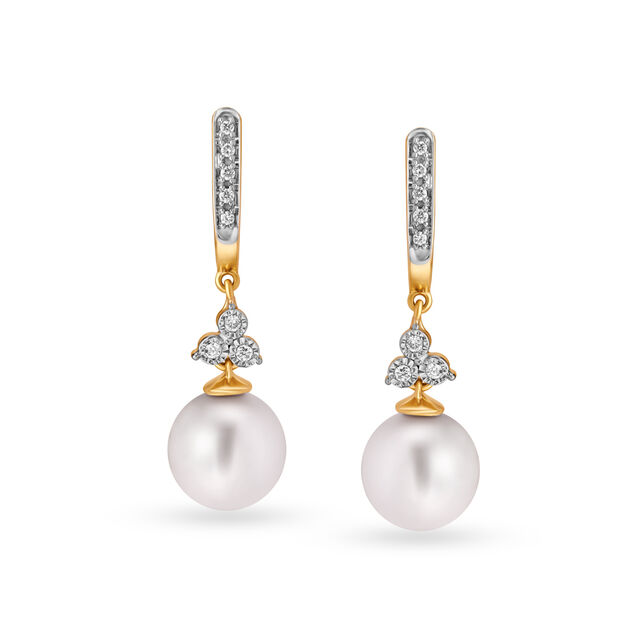 Sleek Diamond and Gold Drop Earrings with rock crystal 