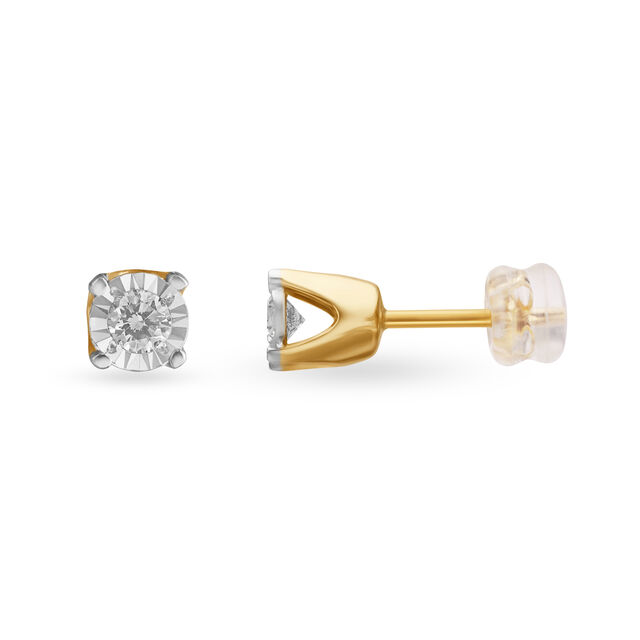 Dainty Contemporary Single Stone Diamond Stud Earrings 2