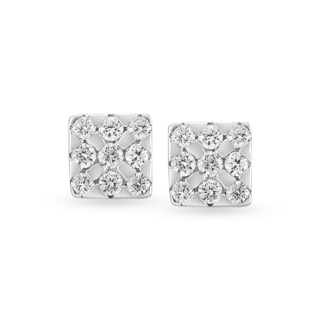 Contemporary Navaratna Diamond Stud Earrings 