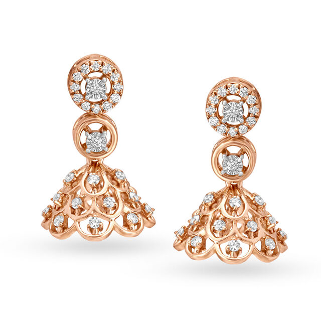 Ornate 18 Karat Rose Gold And Diamond Circular Drops 