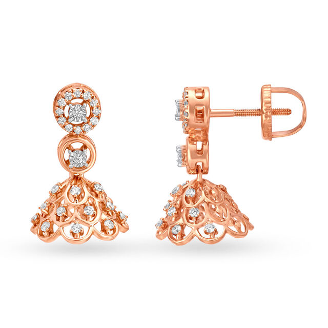 Ornate 18 Karat Rose Gold And Diamond Circular Drops 2