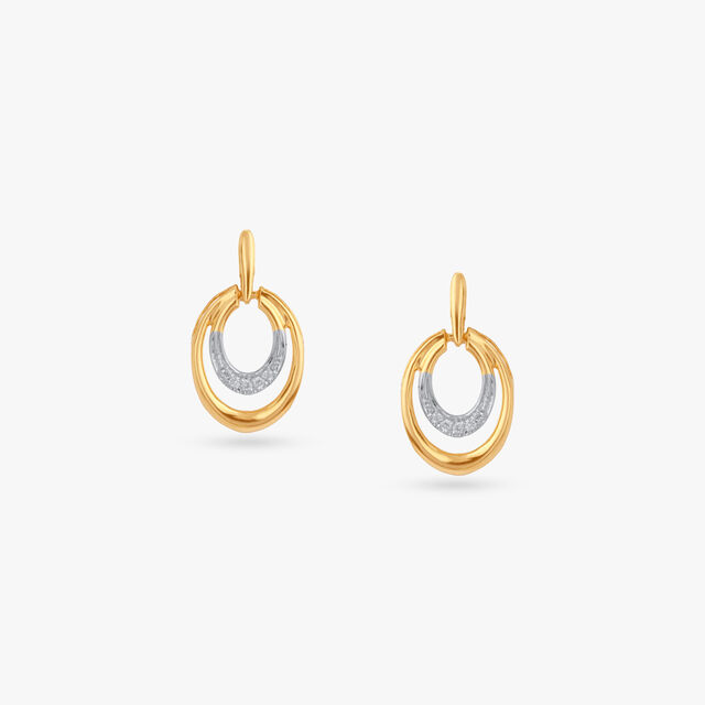 Dual Arc Diamond Drop Earrings 