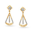 Chic Geometric Diamond Adorned Gold Drop Earrings 
