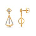 Chic Geometric Diamond Adorned Gold Drop Earrings 2