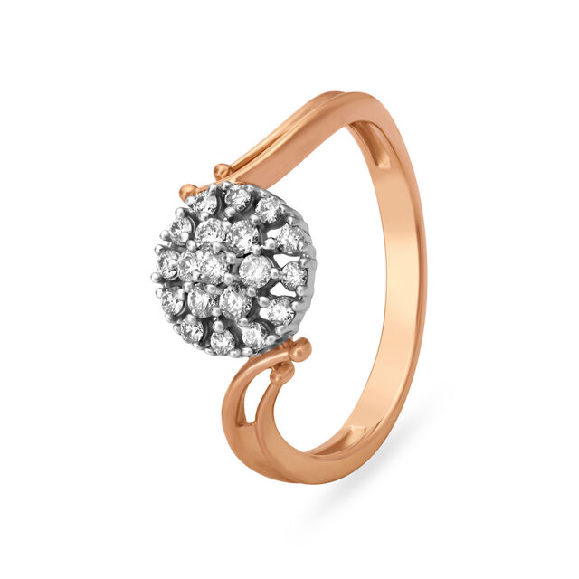 Exquisite Floral Diamond Ring in White and Rose Gold 