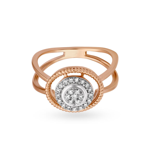 Stunning 18 Karat White And Rose Gold And Diamond Finger Ring 2