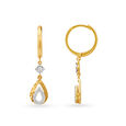 Captivating 18 Karat Yellow And White Gold And Diamond Teardrop Hoops 2