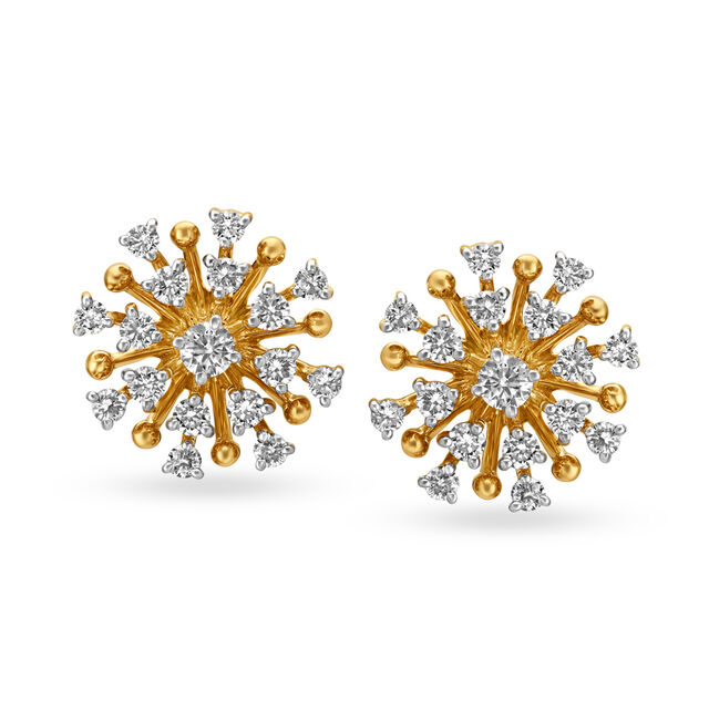 Sparkling Diamond Solitaire Look Stud Earrings 