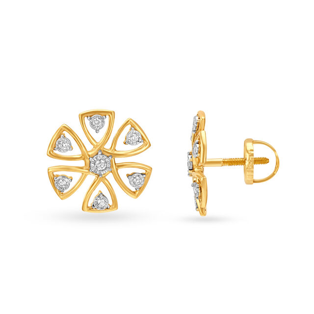 Floral 7 stone Diamond Stud Earrings 2