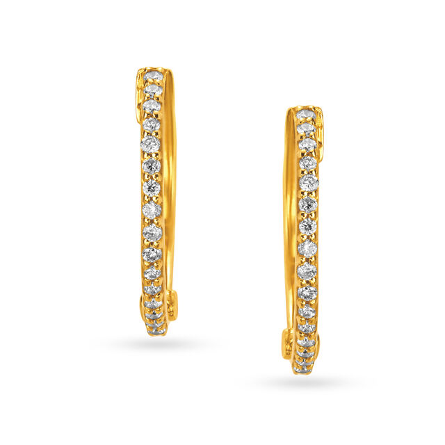 Serene Line Diamonds Rose Gold Hoop Earrings 