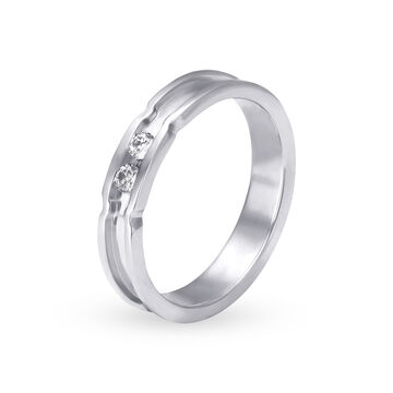 Tanishq 18 Karat White Gold Diamond Finger Ring