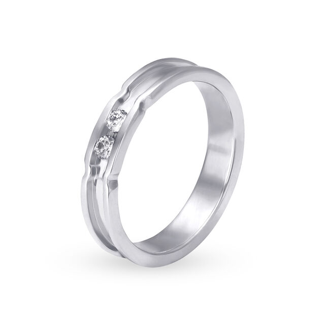 Tanishq 18 Karat White Gold Diamond Finger Ring 