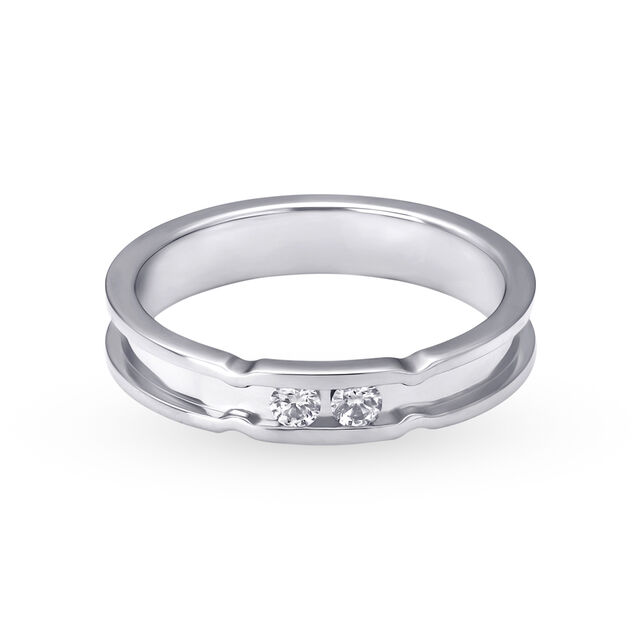 Tanishq 18 Karat White Gold Diamond Finger Ring 2