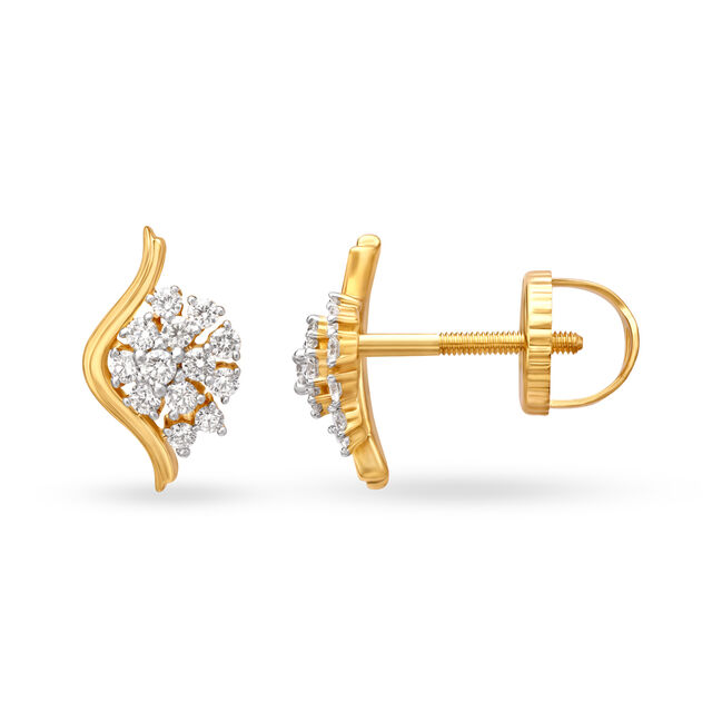 Contemporary Gold and Diamond Stud Earrings 2