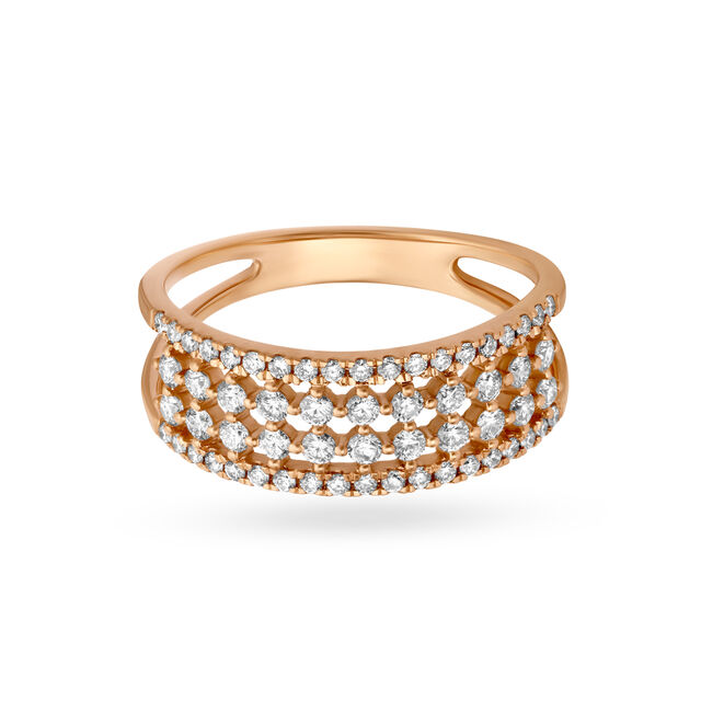 Elaborate Multi Stone Rose Gold and Diamond Mesh Ring 2