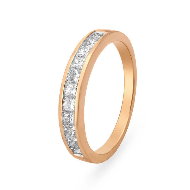 Sleek Multi Stone Geometric Rose Gold and Diamond Ring 