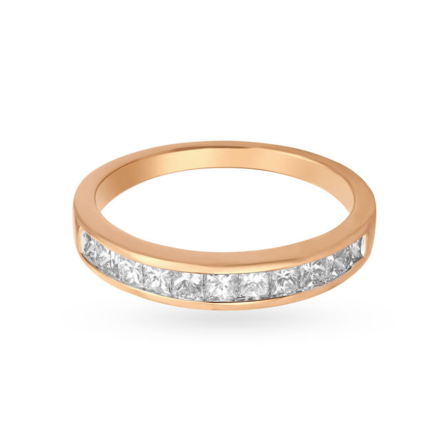 Sleek Multi Stone Geometric Rose Gold and Diamond Ring 2
