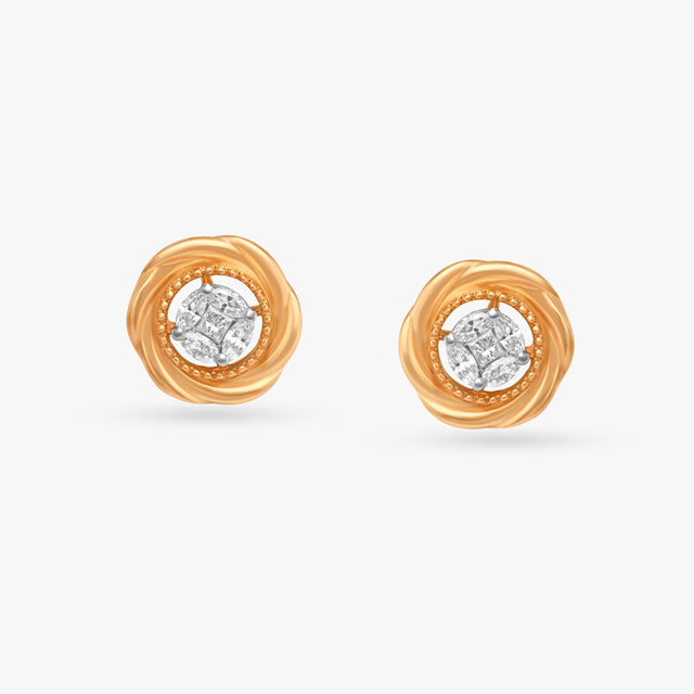 Abstract Whirl Diamond Stud Earrings