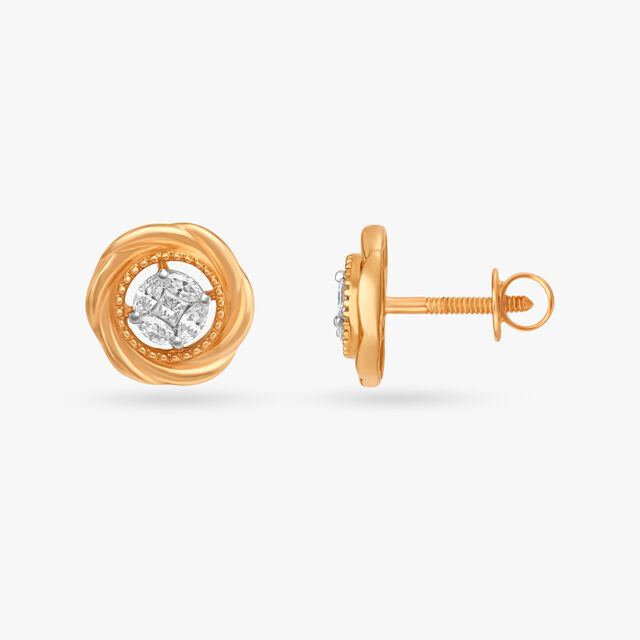 Abstract Whirl Diamond Stud Earrings