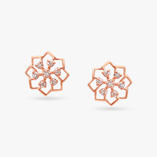 Regal Floral Elegance Diamond Stud Earrings
