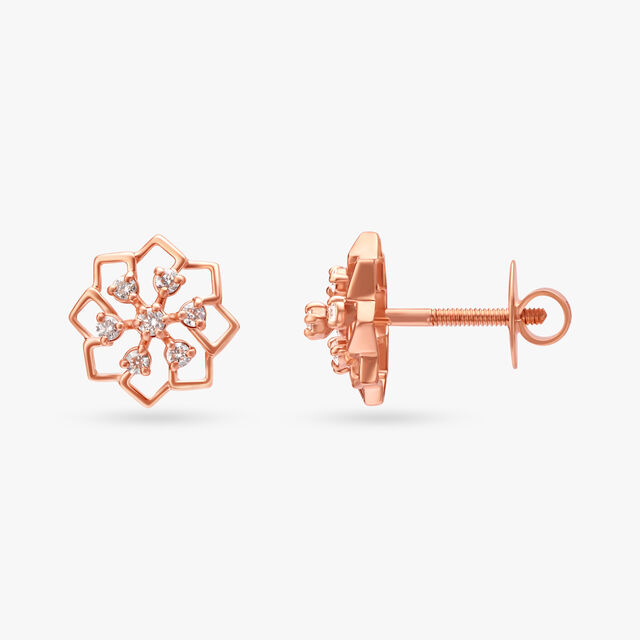 Regal Floral Elegance Diamond Stud Earrings