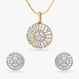 Clean Radial Diamond Pendant and Earrings Set 2