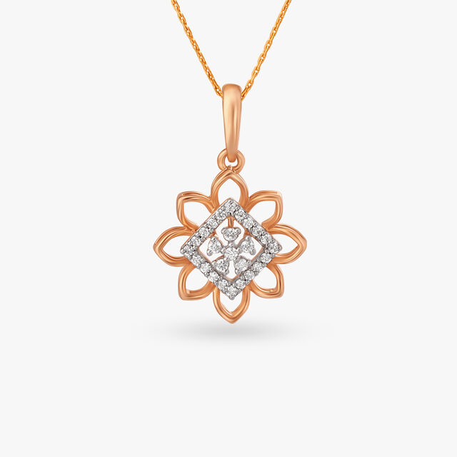 Petal Diamond Pendant and Earrings Set 2