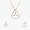 Geometric Chic Diamond Pendant and Earrings Set 