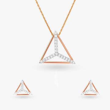 Geometric Chic Diamond Pendant and Earrings Set