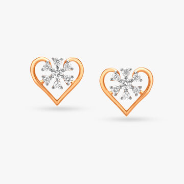 Hearty Flowers Diamond Stud Earrings