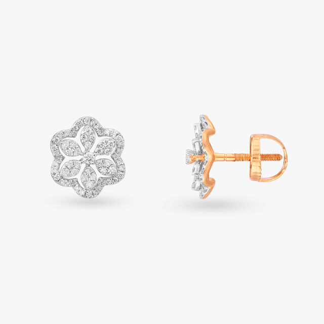 Floral Glam Diamond Stud Earrings 2