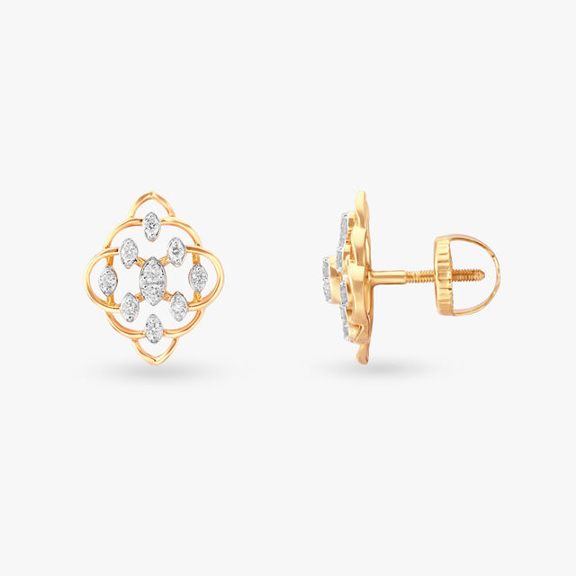 Enticing Floral Diamond Stud Earrings 2