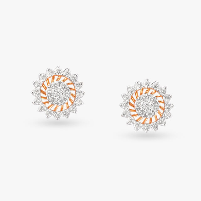 Sparkling Flower Diamond Stud Earrings 