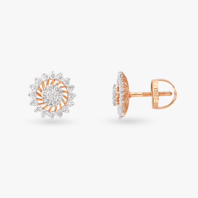 Sparkling Flower Diamond Stud Earrings 2