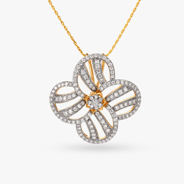 Floral Diamond Gold Pendant 