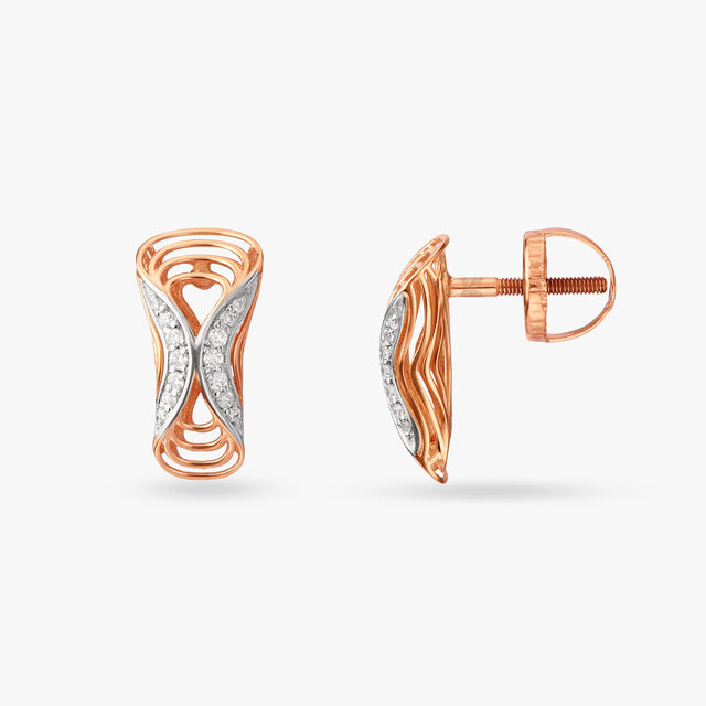 Unfurled Swirls Diamond Stud Earrings 2