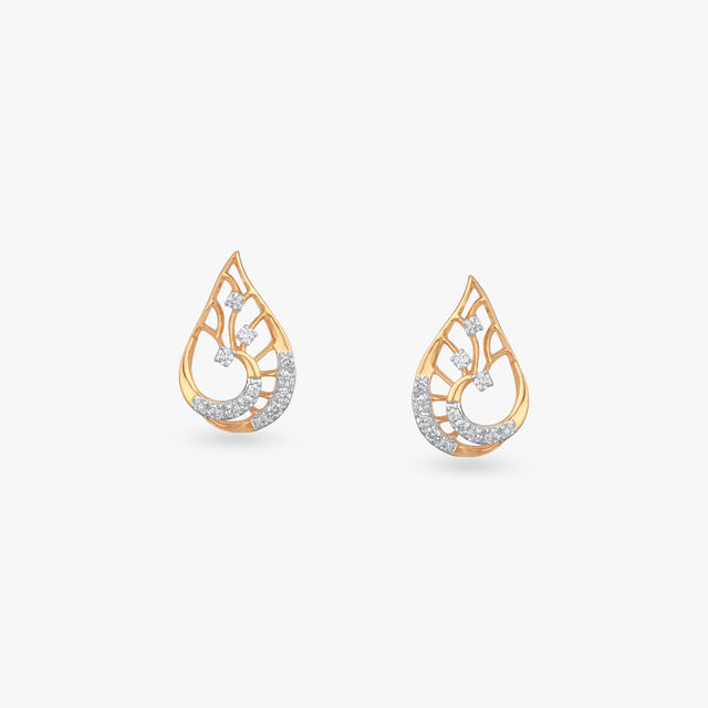 Elegant Spiral Diamond Stud Earrings 