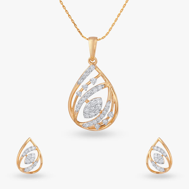 Sparkle Swirl Diamond Pendant and Earrings Set 