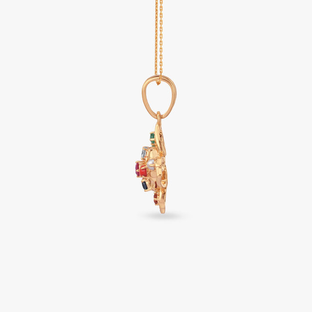 Floral Navratna Diamond Pendant 2