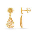 Teardrop Pattern Gold Drop Earrings with Rava Work 2