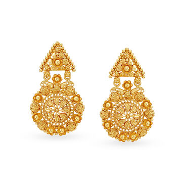 Upscale 22 Karat Yellow Gold Drop Earrings