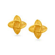 Beauteous 18 Karat Yellow Gold Geometric Flower Stud Earrings 