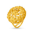 Elaborate 22 Karat Yellow Gold Floral Statement Ring 