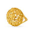 Elaborate 22 Karat Yellow Gold Floral Statement Ring 3