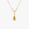 Tasseled Triangle Gold Pendant with Chain 